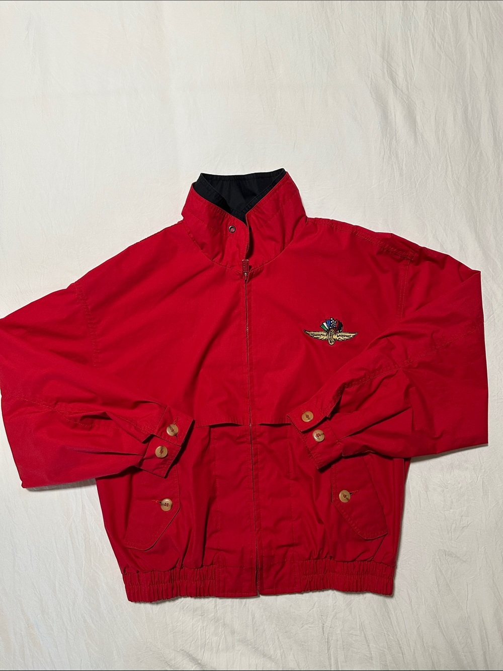 Vintage Indianapolis Motor Speedway Red Full-Zip Windbreaker Jacket